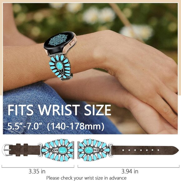 Luxury Style Boho Turquoise & Silver Compatible Replacement Band Statement